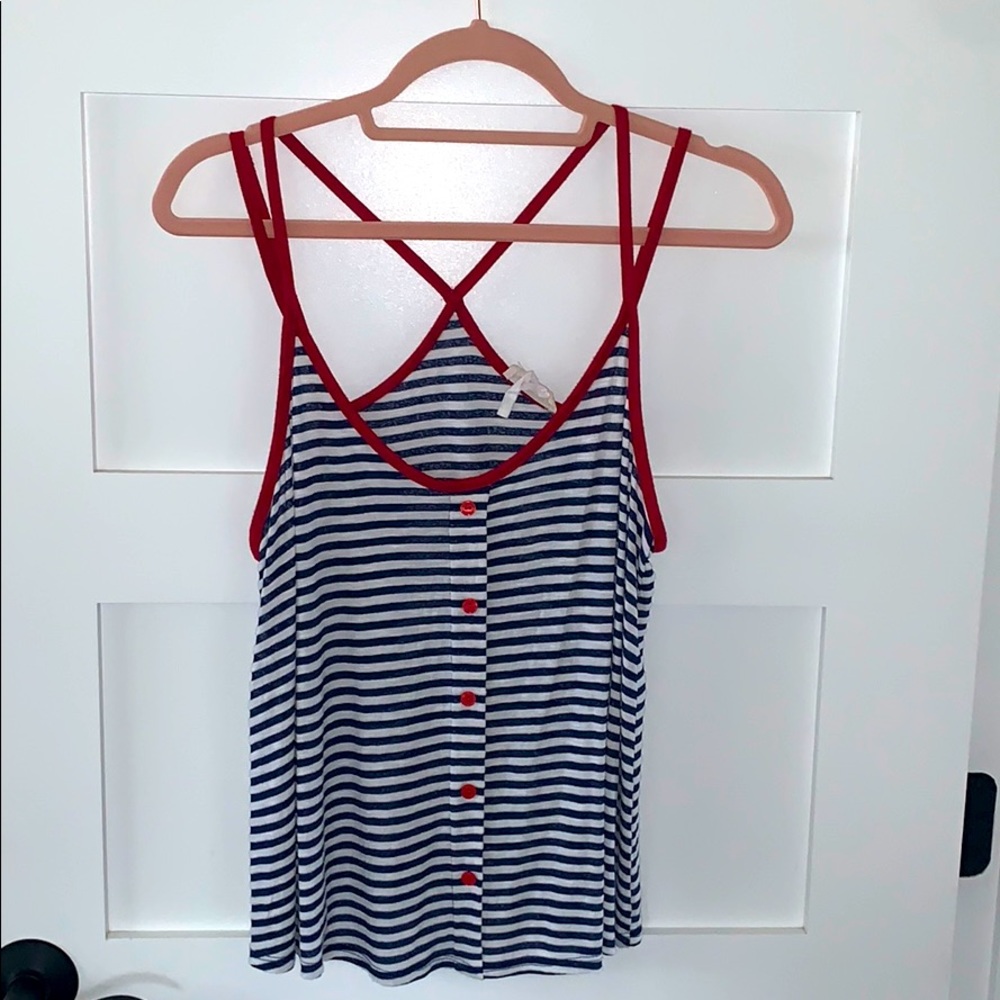 Strappy Pin Strip Tank Top Medium